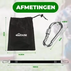 4House Ophang Koord Voor Hangmat, Hangstoel / Schommel - Hangmat Bevestigingsset Inclusief Haken - Karabijnhaak - Hangmat Standaard -Schommelophangset - Hangmat Ophangsysteem -150cm - Tot 1000kg - Boomvriendelijke Hangmat Ophangset - Set Van 2Stuks -Buitentuin Winkel 1200x1200 993