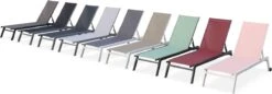 ELSA - Set Van 2 Ligstoelen Van Aluminium En Textileen, Ligbed Multipositioneel Met Wieltjes, Kleur Wit/taupe -Buitentuin Winkel 1200x418 2