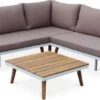 Alice's Garden Loungeset Buenos Aires - 5 Plaatsen - Aluminium En FSC Acacia - Wit/Taupe -Buitentuin Winkel 1200x434