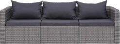 VidaXL 3-delige Loungeset Met Kussens Poly Rattan Grijs -Buitentuin Winkel 1200x442