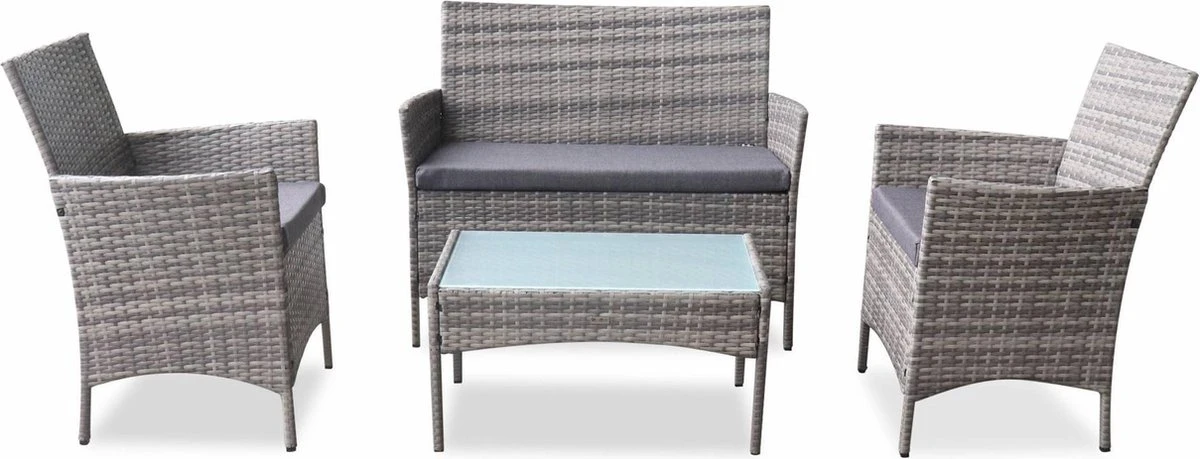 Alice's Garden Loungeset Moltès - 4 Plaatsen - Wicker - Kleine Set - Tinten Grijs/grijs 10 Alice's Garden Loungeset Moltès - 4 Plaatsen - Wicker - Kleine Set - Tinten Grijs/grijs - Afbeelding 8