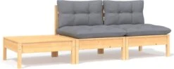 VidaXL 3-delige Loungeset Met Grijze Kussens Massief Grenenhout -Buitentuin Winkel 1200x476 1