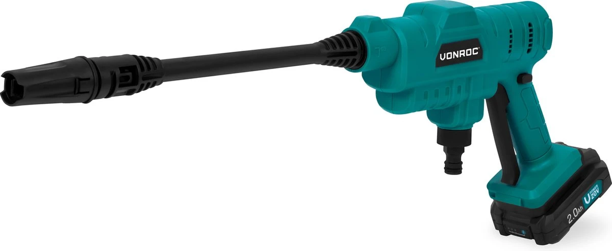 VONROC Accu Drukreiniger 20V – 24bar – 198 L/h - Incl. 5m Aanzuigslang, Reinigingsmiddelenfles En Regelbare Spuitmond – Incl. 2x 2.0Ah Accu En Snellader 4 VONROC Accu Drukreiniger 20V – 24bar – 198 L/h - Incl. 5m Aanzuigslang, Reinigingsmiddelenfles En Regelbare Spuitmond – Incl. 2x 2.0Ah Accu En Snellader - Afbeelding 2