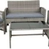 Merkloos Tuin Loungeset Grijs / Bruin - Lounge Set Tuin - Relax Bank - Lounge Bank Tuin - Tuinbank - Loungebank - Tuinset/ Loungebank - Tuinset - Tuinstoel - Loungeset - Rattan Tuinmeubilair - Poly Rotan Tuinmeubelen - Grijs / Bruin -Buitentuin Winkel 1200x498 1
