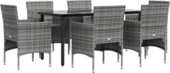 VidaXL 7-delige Tuinset Met Kussens Grijs En Zwart -Buitentuin Winkel 1200x520