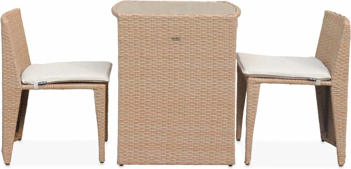 Alice's Garden Balkonset Doppio - 2 Stoelen - Inschuifbaar - Wicker - Beige 4 Alice's Garden Balkonset Doppio - 2 Stoelen - Inschuifbaar - Wicker - Beige - Afbeelding 2