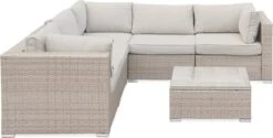Alice's Garden Loungeset Napoli - 5 Plaatsen - Wicker - 6 Elementen - Beige/Beige -Buitentuin Winkel 1200x609