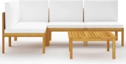 Decoways - 5-delige Loungeset Met Kussens Massief Acaciahout Crèmekleurig -Buitentuin Winkel 1200x614