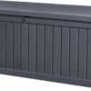 Keter Rockwood Opbergbox - 570L - 155x72,4x64,4cm - Grafiet -Buitentuin Winkel 1200x623