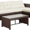 Teamson Home 3-Delig Hoek Loungeset - Tuinmeubelen - Tuinbank - Omvat Tafel En Kussens - Rotan - Bruin/Wit -Buitentuin Winkel 1200x627 1