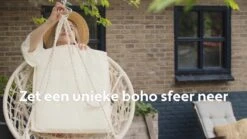 Vita5 Macramé Hangstoel - Voor Binnen En Buiten - Zonder Standaard - Incl. Kussen, Boekenvak En Beschermhoes - Tot 150kg - Bruin/Beige -Buitentuin Winkel 1200x675 5