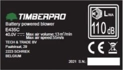 TIMBERPRO - Bladblazer Elektrisch 40V, ZEER Krachtig (incl. 4A Batterij En Incl. Lader) -Buitentuin Winkel 1200x676 3