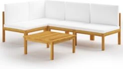 Decoways - 5-delige Loungeset Met Kussens Massief Acaciahout Crèmekleurig -Buitentuin Winkel 1200x680 3