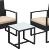 Hoppa! Tuinmeubelset. Set Van 3. Gemaakt Van Polyrattan. Voor Buiten. Terras. Balkon. Tuin. Eenvoudige Montage. Bijzettafel En 2 Stoelen. Zwart-beige -Buitentuin Winkel 1200x731 1