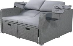 Polyrattan Patio Rieten Meubels Set Voor 2 Personen-Outdoor Rattan Sofa Set Met Intrekbare Luifel-lounge Bank-PE Rotan Loveseat Voor Achtertuin Veranda Tuin Zwembad Balkon-grijs -Buitentuin Winkel 1200x761