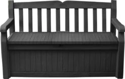 Keter Eden Garden Bench Opbergbank - 265L - 140x60x84cm - Zwart/Grijs -Buitentuin Winkel 1200x763