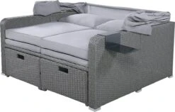 Polyrattan Patio Rieten Meubels Set Voor 2 Personen-Outdoor Rattan Sofa Set Met Intrekbare Luifel-lounge Bank-PE Rotan Loveseat Voor Achtertuin Veranda Tuin Zwembad Balkon-grijs -Buitentuin Winkel 1200x769