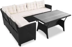 Casaria Polyrattan Tuinset - 15 Delig Voor 6 Personen – Crème Zwart -Buitentuin Winkel 1200x779 3