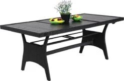 Casaria Polyrattan Tuintafel - WPC Tafelblad 190x90x74 Cm – Zwart -Buitentuin Winkel 1200x783 6