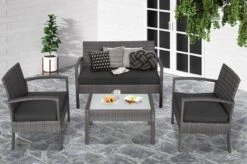 Casaria Polyrattan Loungeset – 2 Stoelen 1 Bank 1 Tafel - Antraciet -Buitentuin Winkel 1200x798 5