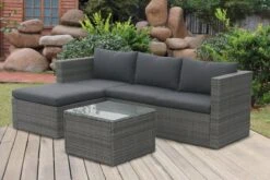 MaxxGarden Loungeset – Rattan Hoekset - 4 Persoons - Incl. Salontafel - Grijs -Buitentuin Winkel 1200x800 202