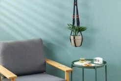 4 Stuks Zwarte Macrame Plantenhangers - Boho Handgeweven Katoen Hangpot Voor Binnen/Buiten - Hangende Bloempot Met Kralen - Macramé Touw/Koord Hangplant Houder - Bohemian Wandhanger Decoratie - Plant Hanger - Verticale Tuin Bloempothouder Planthanger -Buitentuin Winkel 1200x800 607