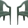 4goodz Isola Groen 2x Stapelbare Tuinstoelen - Plaatsbesparend
