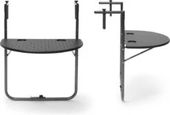 Relaxdays Balkontafel Inklapbaar, Balkon Tafel Rotan, Hangtafel Reling - Zwart -Buitentuin Winkel 1200x817