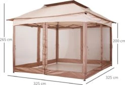 Outsunny Paviljoen Met Zijwanden Partytent Tuintent Popup 3,25 X 3,25 M Khaki 840-166 -Buitentuin Winkel 1200x820 6