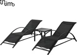 Intimo Ligbeddenset + Tafel - Zwart - 163x60x65/45x45x40