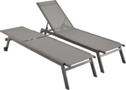 ELSA - Set Van 2 Ligstoelen Van Aluminium En Textileen, Ligbed Multipositioneel Met Wieltjes, Kleur Antraciet/donkergrijs -Buitentuin Winkel 1200x854 2