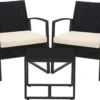 Songmics Tuinmeubelset, 3-delige Set, Van Polyrotan, Voor Outdoor, Terras, Balkon, Tuin, Eenvoudige Montage, Bijzettafel En 2 Stoelen, Zwart-beige -Buitentuin Winkel 1200x860