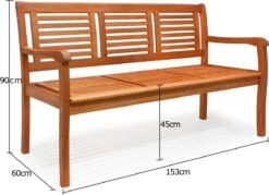 Casaria Tuinbank - FSC®-Gecertificeerd Eucalyptushout - 153cm Bruin -Buitentuin Winkel 1200x872