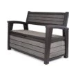 Keter - Hudson Bench Box - 2-zits Bank - Opbergbox - Hout Look & Feel - 227L - 138x63x89cm - Antraciet -Buitentuin Winkel 1200x873