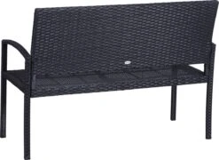 Outsunny Polyrotan Tuinbank 2-zits Parkbank Bank Staal Zwart 867-022 -Buitentuin Winkel 1200x874