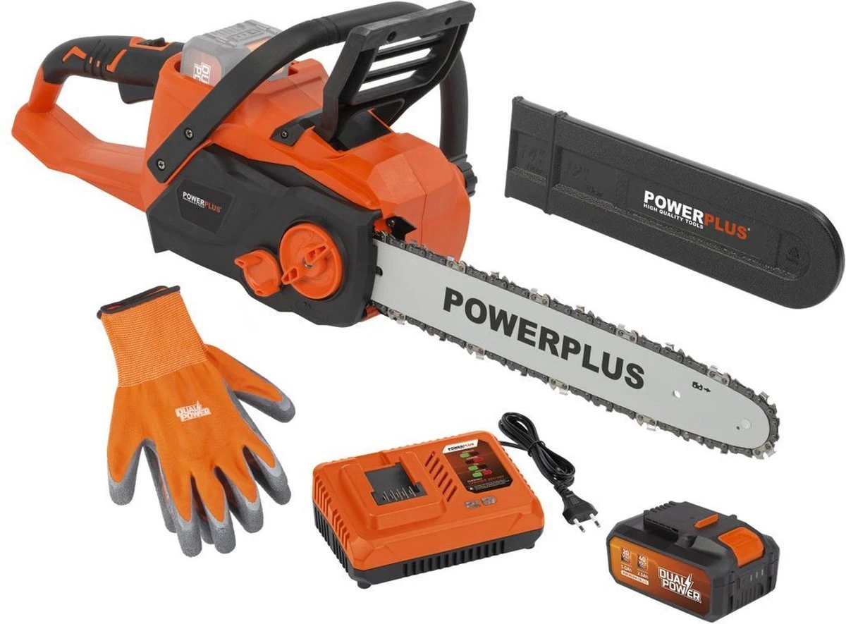 Powerplus Dual Power POWDPGSET33 Accu Kettingzaag - 40V - 30 Cm Zwaardlengte -2x20V Accu -1 X Lader 3 Powerplus Dual Power POWDPGSET33 Accu Kettingzaag - 40V - 30 Cm Zwaardlengte -2x20V Accu -1 X Lader