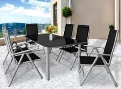 Casaria Alumunium Tuinset Bern - 6 Stoelen + 1 Tafel – Zilver -Buitentuin Winkel 1200x890 2