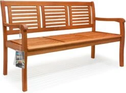 Casaria Tuinbank - FSC®-Gecertificeerd Eucalyptushout - 153cm Bruin -Buitentuin Winkel 1200x893