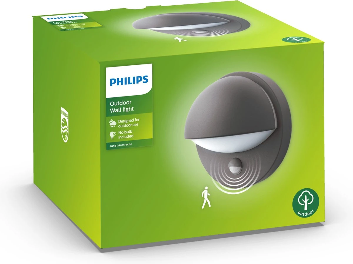 Philips June Buitenwandlamp Met Sensor - Antraciet 4 Philips June Buitenwandlamp Met Sensor - Antraciet - Afbeelding 2