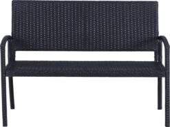 Outsunny Polyrotan Tuinbank 2-zits Parkbank Bank Staal Zwart 867-022 -Buitentuin Winkel 1200x898 1