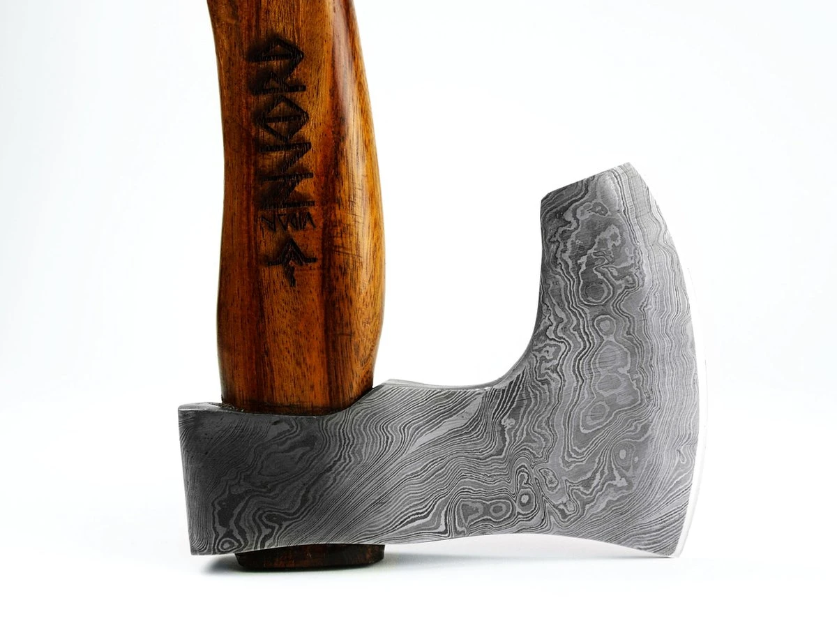 Luxe Damast Viking Hakbijl Vidar Medium Splijtbijl Outdoor Houtbijl Handbijl Kampeerbijl Tuinbijl 6 Luxe Damast Viking Hakbijl Vidar Medium Splijtbijl Outdoor Houtbijl Handbijl Kampeerbijl Tuinbijl - Afbeelding 4