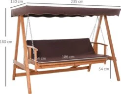 Outsunny Hollywoodschommel Hout Tuinschommel Schommelbank Ligfunctie 3 Personen 84A-185 -Buitentuin Winkel 1200x936 2