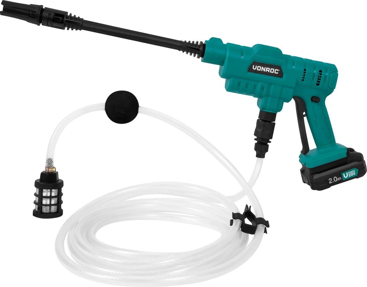 VONROC Accu Drukreiniger 20V – 24bar – 198 L/h - Incl. 5m Aanzuigslang, Reinigingsmiddelenfles En Regelbare Spuitmond – Incl. 2x 2.0Ah Accu En Snellader 5 VONROC Accu Drukreiniger 20V – 24bar – 198 L/h - Incl. 5m Aanzuigslang, Reinigingsmiddelenfles En Regelbare Spuitmond – Incl. 2x 2.0Ah Accu En Snellader - Afbeelding 3