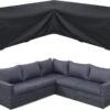 BOTC Tuinbank Beschermhoes - Beschermhoes Voor Hoekbank - Premium Tuinbank Beschermhoes - L-vorm - 300/98 X 300/98 X 70cm - Zwart -Buitentuin Winkel 1200x950