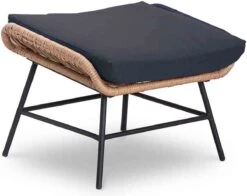 BUITEN Living Dex Wicker Loungestoel Tuin Incl. Wicker Voetenbank | Wicker + Aluminium | Bamboe Antraciet -Buitentuin Winkel 1200x951