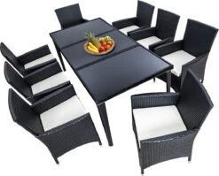 Tectake - Tuinmeubelset - 8 Persoons - Zwart -Buitentuin Winkel 1200x967 1
