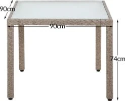 Casaria Polyrattan Tuinset - 4 Stoelen & Tafel 90x90 Cm - Beige Grijs -Buitentuin Winkel 1200x972 1