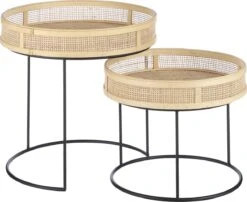 Mica Decorations Leandro Bijzettafel - Set Van 2 - H45 X Ø45 Cm - Zwart -Buitentuin Winkel 1200x983 3