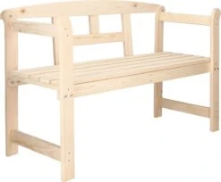 Merkloos Springos Tuinbank | Tuinbankje | Zitbank Buiten | Naaldhout | 119 X 78 X 45 Cm | Licht -Buitentuin Winkel 1200x989