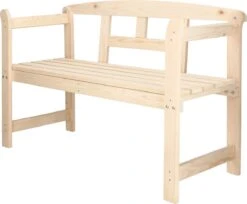 Merkloos Springos Tuinbank | Tuinbankje | Zitbank Buiten | Naaldhout | 119 X 78 X 45 Cm | Licht -Buitentuin Winkel 1200x990